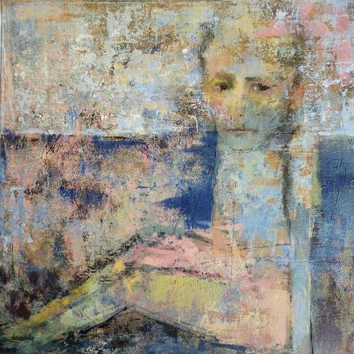 Organic Portrait Acrylic Painting By Donna Ceraulo, 20 X 20, Seclusion, Original Artwork