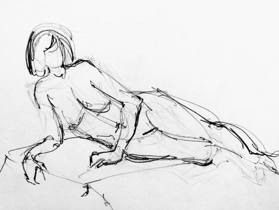 Abstract erotic portrait #1. Original pencil drawing
