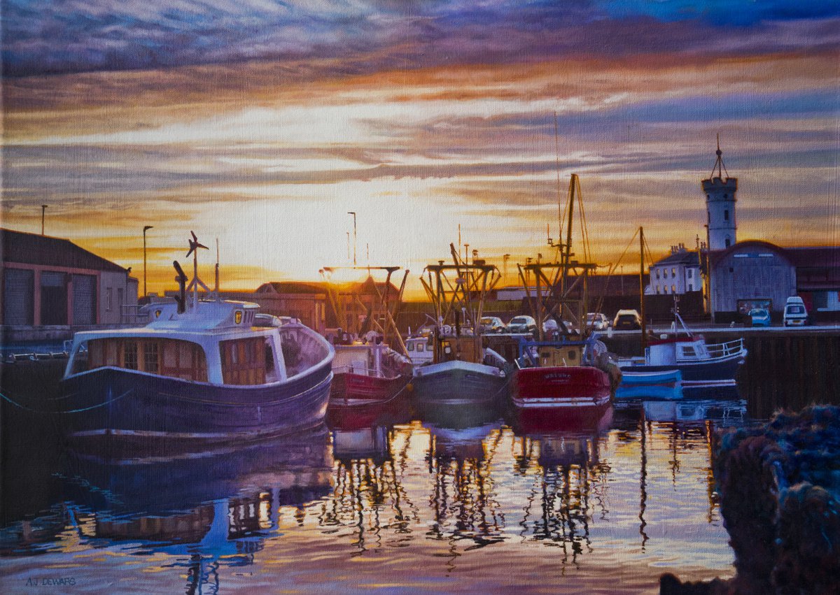 Arbroath Harbour at Sunset by Alex Dewars