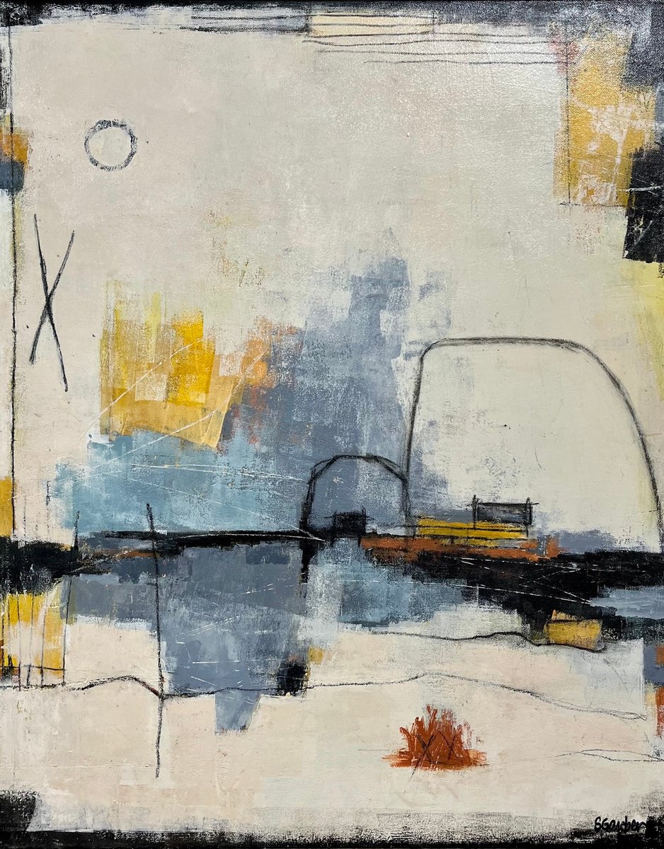 Abstract Landscape Acrylic Painting By Shellie Garber, 24 X 30", Under The Stars, Original Artwork