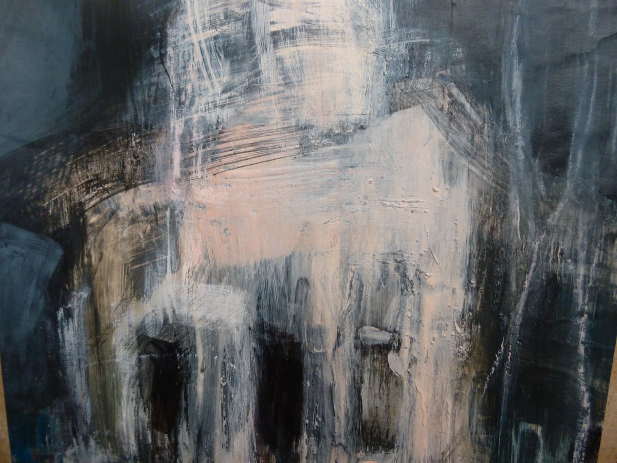 Organic Cityscapes Painting By Cynthia Gregorova, 13 X 22, Tower (Horizonts), Original Artwork