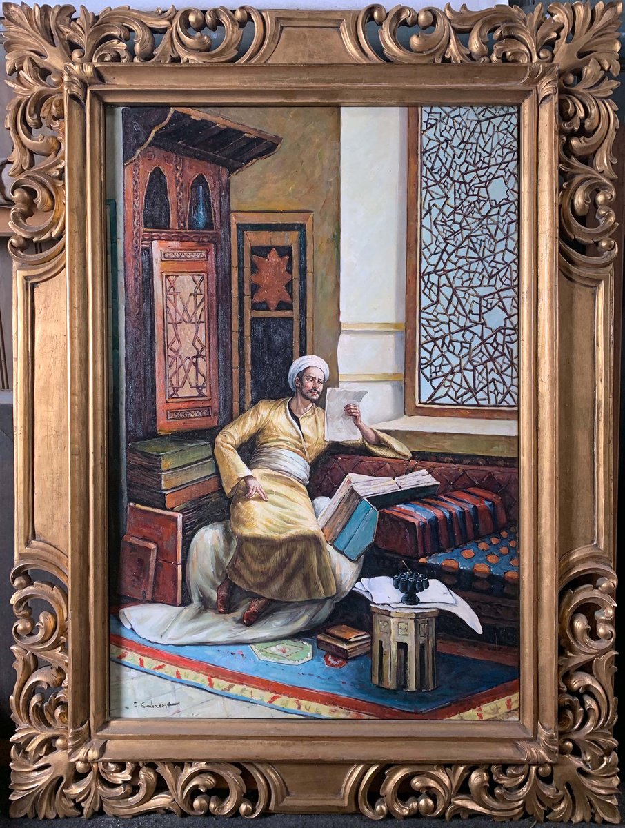 Expressive Portrait Oil Painting By Gouyette Jean-Michel, 36 X 48, Master Oriental Painting 1889, Original Artwork