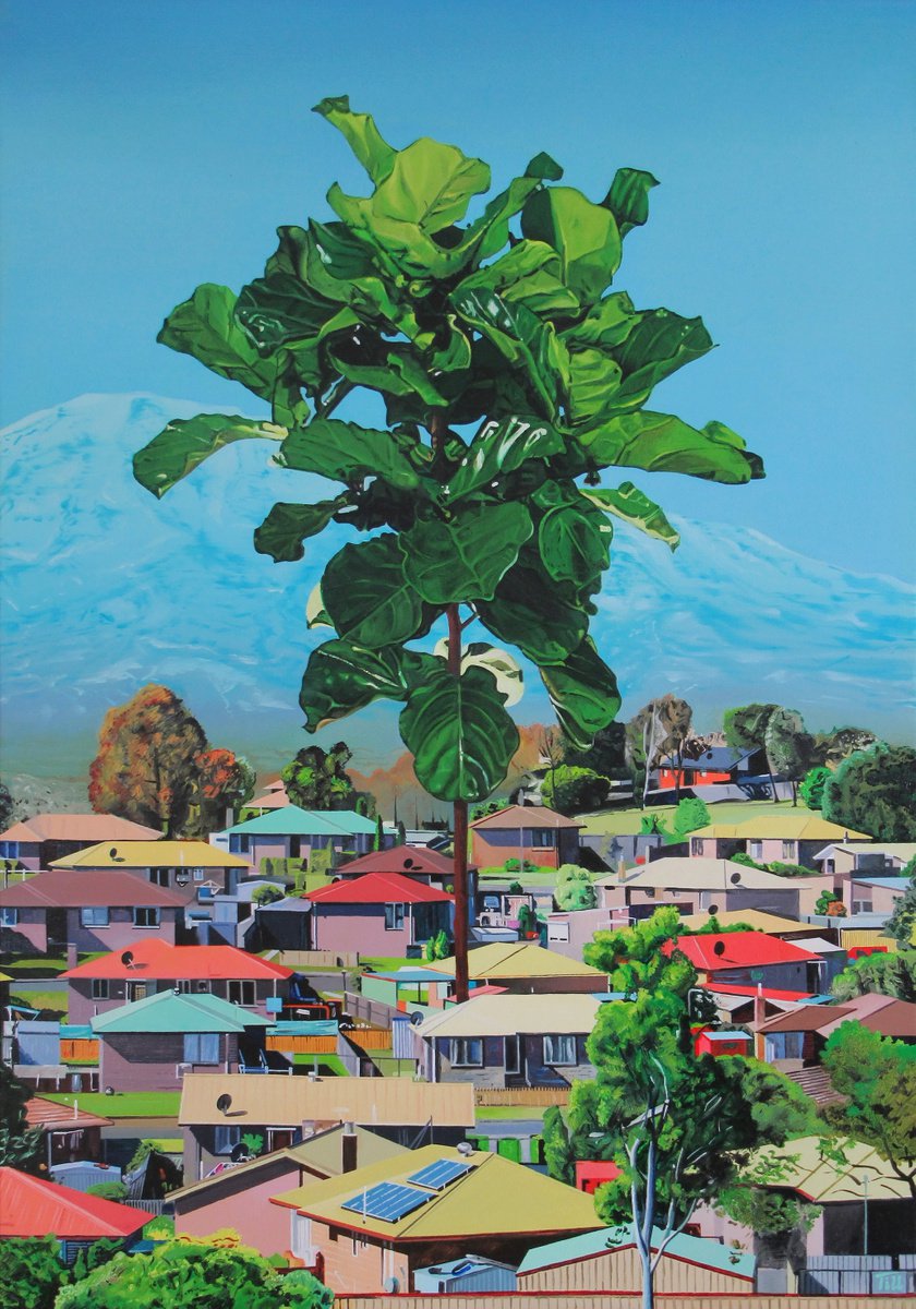 Surrealistic Landscape Oil Painting By Zoltan Till, 28 X 39", Empire: Silent Hill, Original Artwork