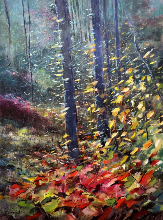 FOREST COLORS. Large painting 90x120cm