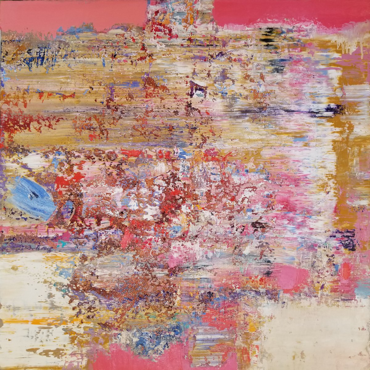 Abstract Oil Painting By Florina Breazu, 24 X 24, Particule Xii, Original Artwork