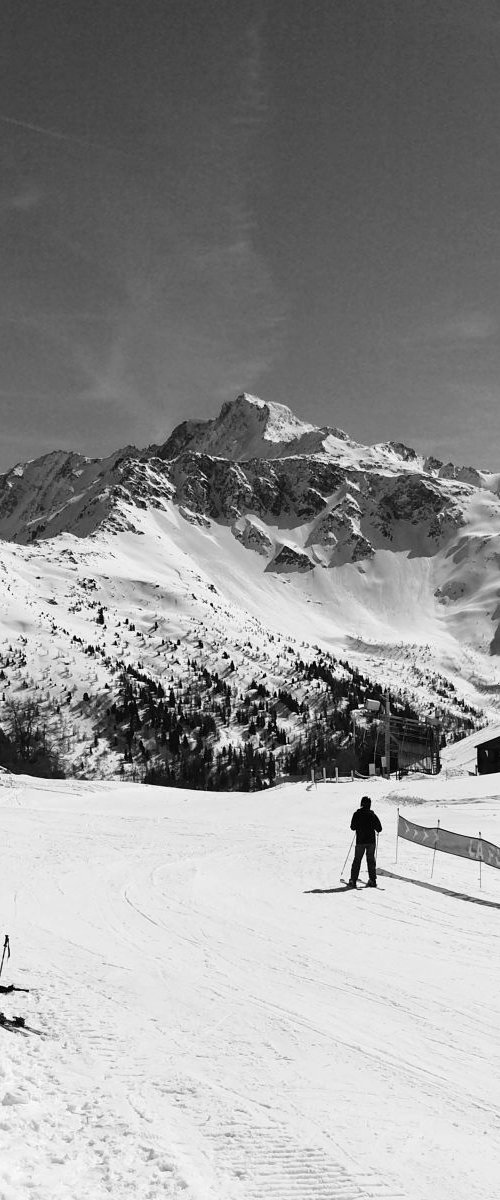 Man And Mountain, 21x21 Inches, C-Type, Framed by Amadeus Long