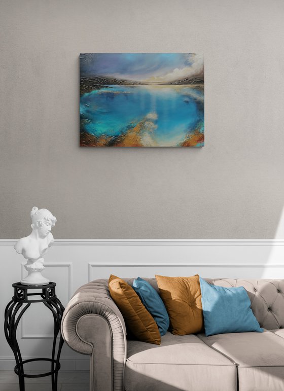 A large original modern abstract figurative seascape painting "Deep Inside"
