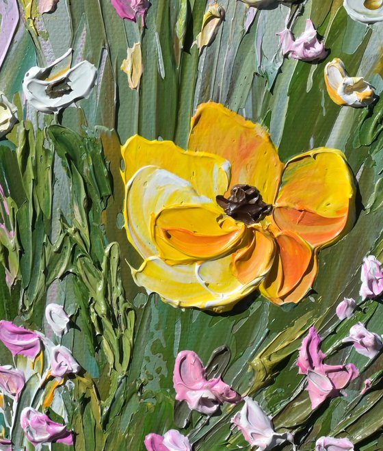 Pink Haze - Flower Field Painting