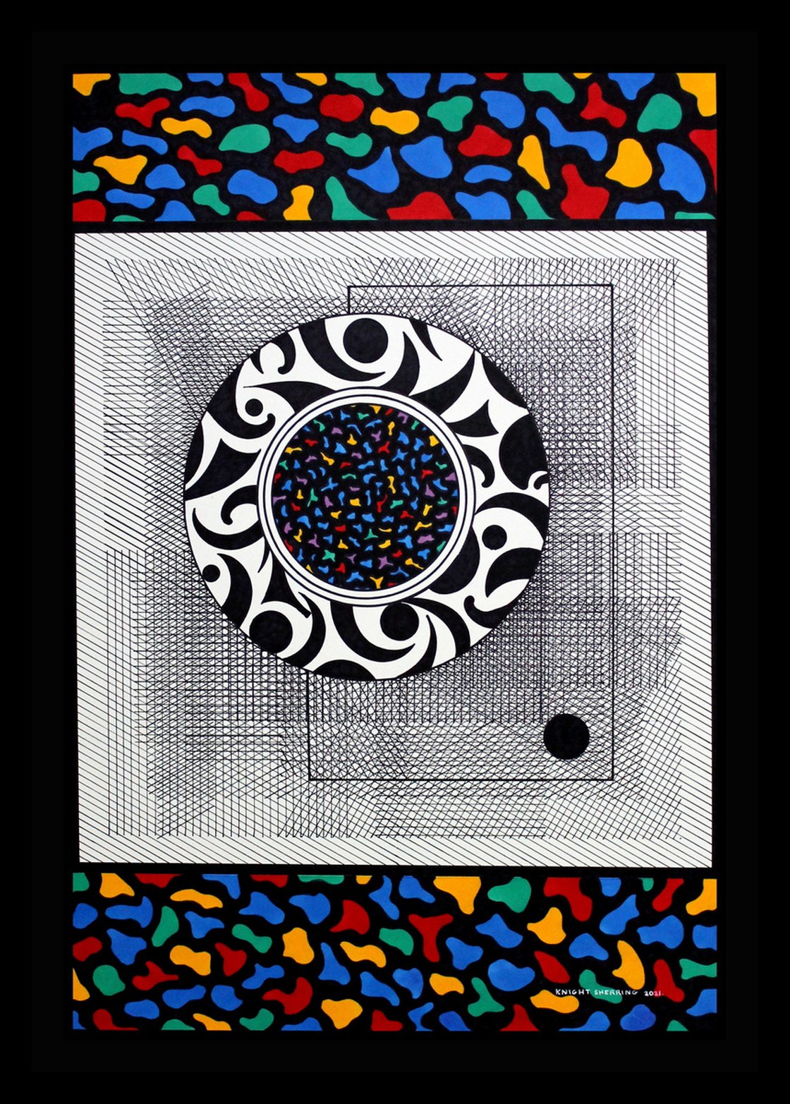 DRAW THE LINE. Ink drawing by Knight Sherring Artfinder