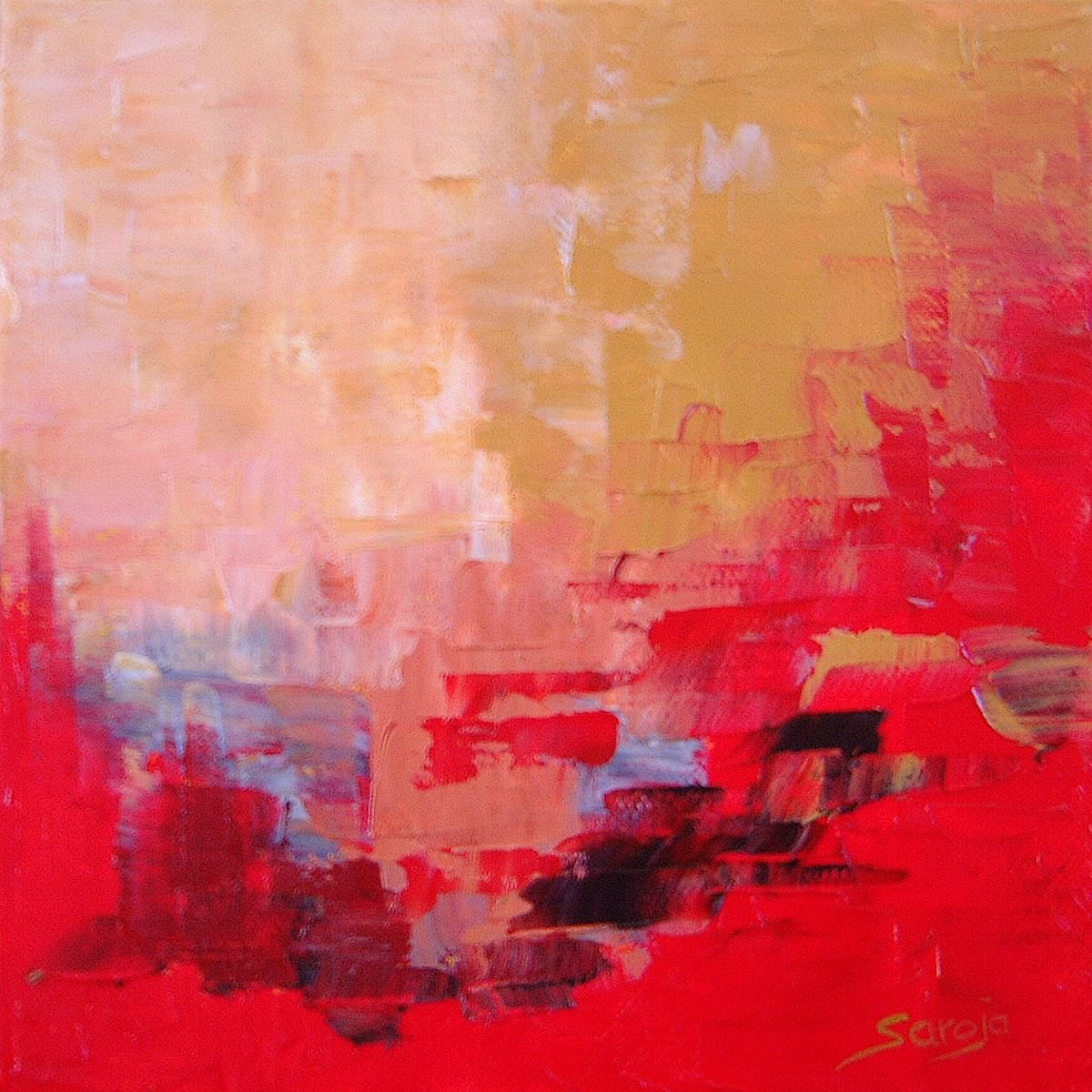 Red Reflexions Ref1078-20Q By Saroja Van Der Stegen, 9 X 9, Artwork For Sale On Artfinder