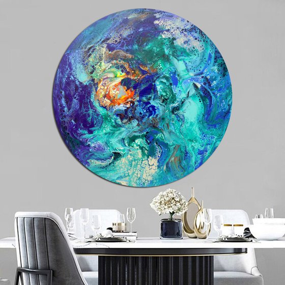 Large round painting modern art