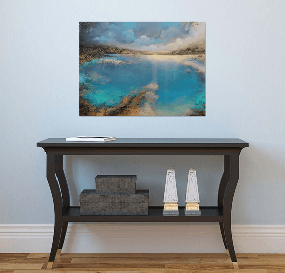 A large original modern semi-abstract figurative seascape painting "Deep Inside"