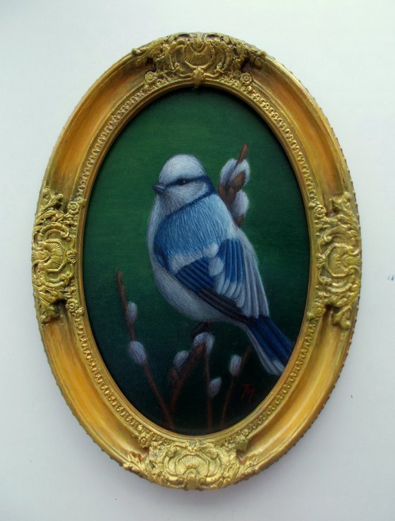 "White tit" bird art