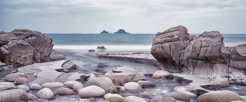 Nanven looking at the Brisons past Bubble Gum rock. by Paul Nash