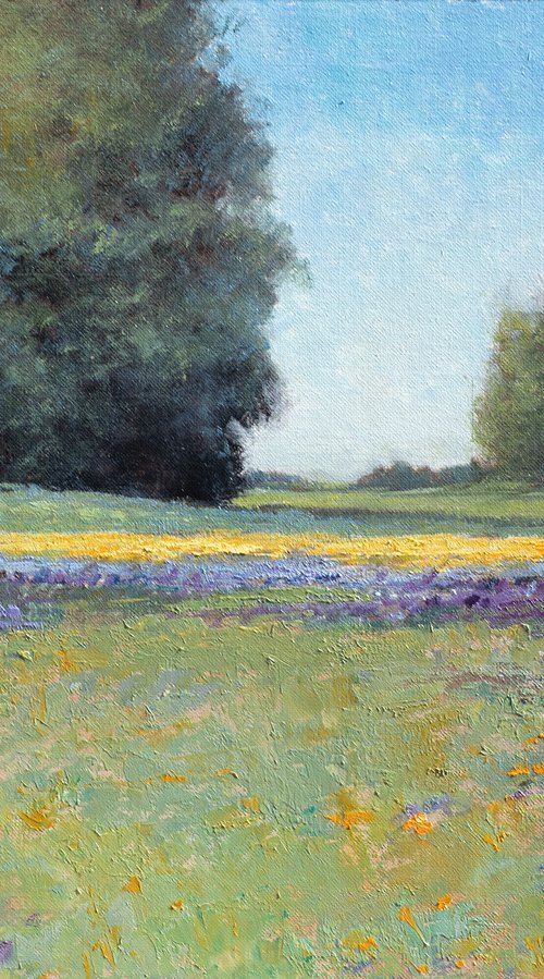 Summer Flower Field 220703, flower field impressionist landscape painting by Don Bishop