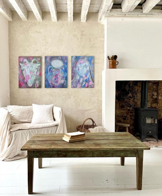 Crocus Milk, left part of the triptych