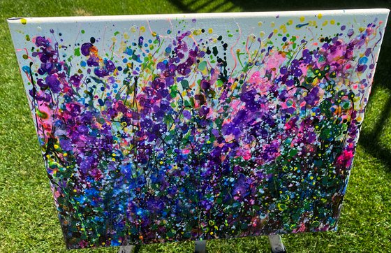 Born to Be Purple -  Floral Abstract  Original painting by OLena Art 18 X 14" X 0.5"