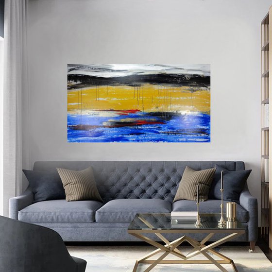 horizontal abstract/abstract landscape/original painting/oversized paintings/horizontal abstract painting size- 150x80 cm  title c732