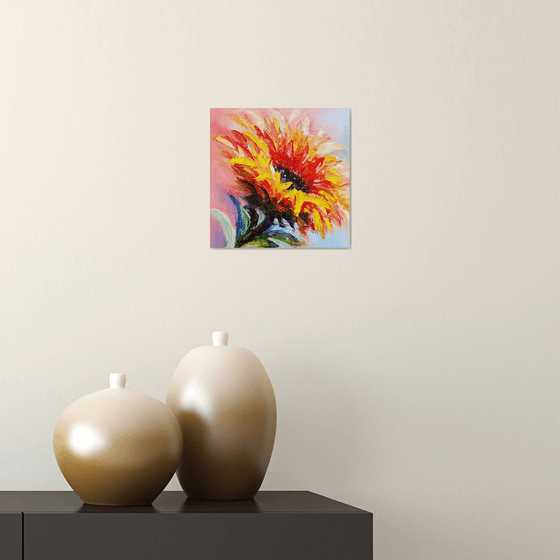 Sunflower Floral Art Blooming Flowers Framed and Ready to Hang