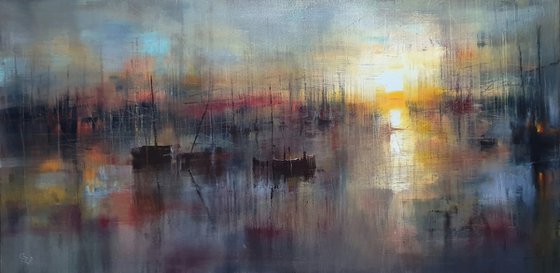 "Harbor of destroyed dreams - The sound of Ashes" W 120 x H 60 cm