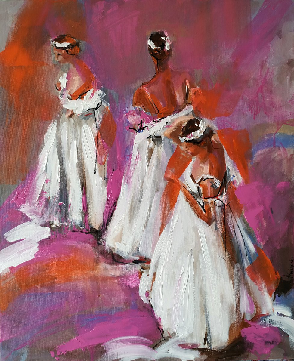 Behind the Scenes Ballerina painting-Ballet painting by Antigoni Tziora