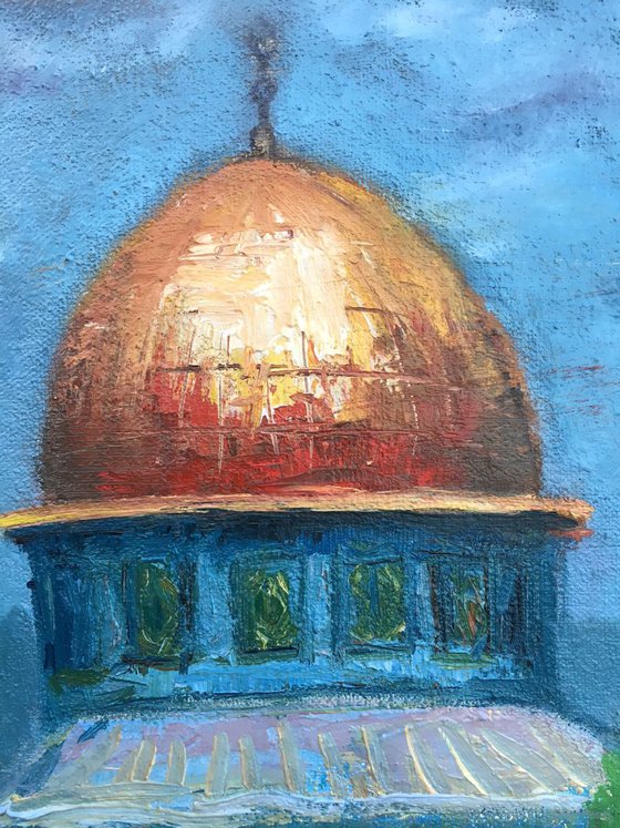 Cityscape oil painting Old Jerusalem Original  Painting WESTERN WALL 20" Realism Art