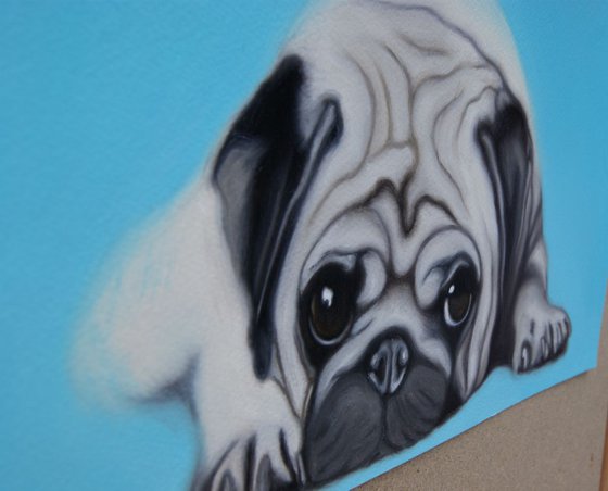 Pug Love ( oil on paper )