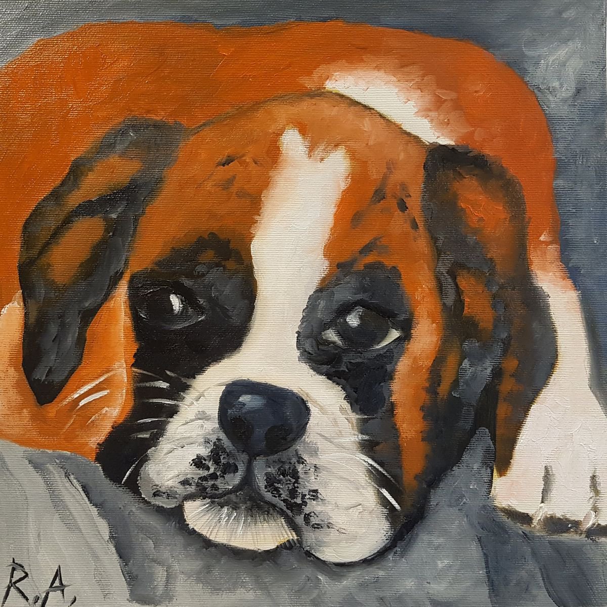 Boxer dog life 30*30 cm by Anna Reznik