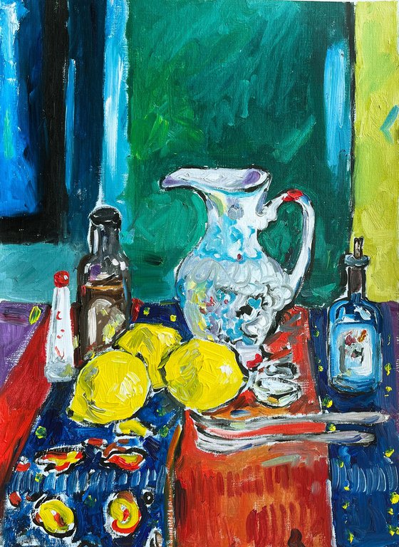 Vibrant Still Life with Lemons