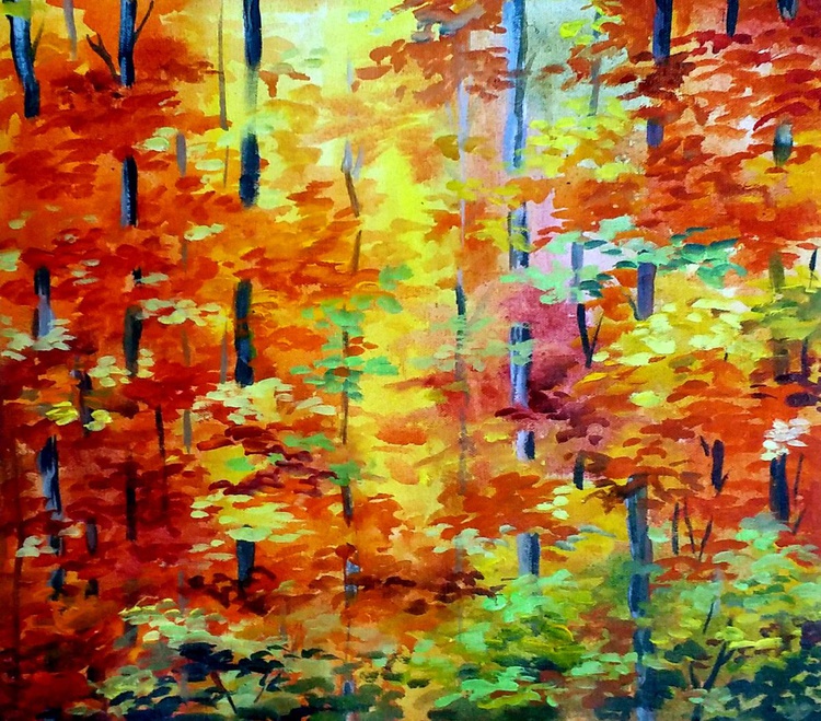 Beauty Of Autumn Forest Acrylic Painting On Ca Artfinder