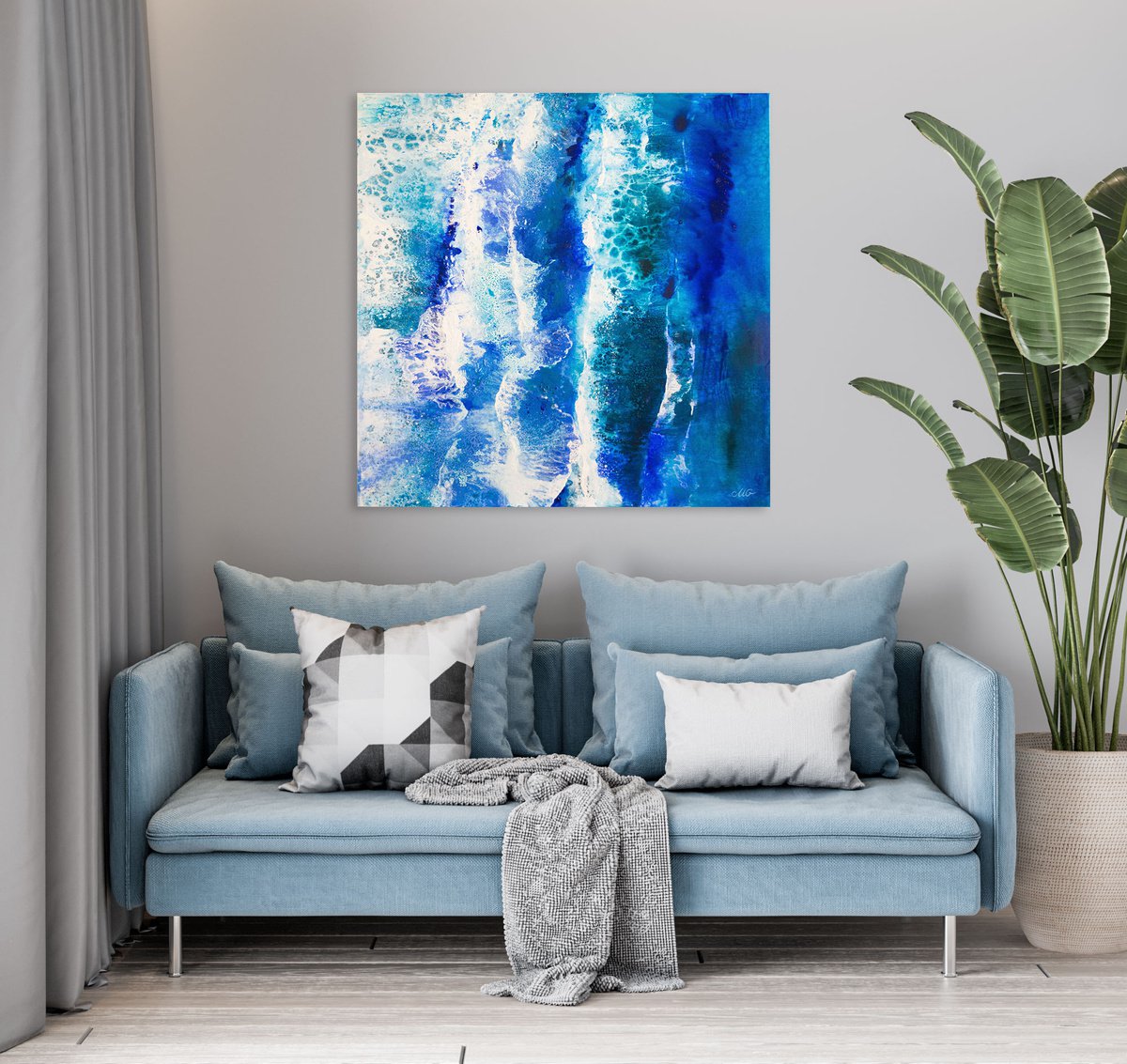 Organic Landscape Painting By Milena Gaytandzhieva, 31 X 31", Black Sea, Original Artwork