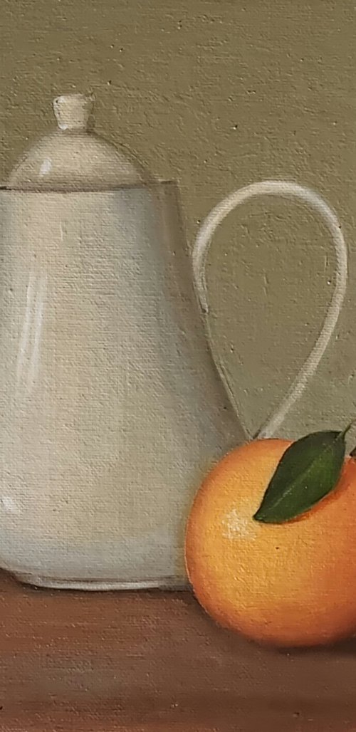 White Teapot and Orange by Priyanka Singh