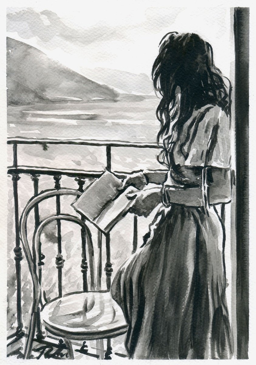 Urban And Pop Portrait Ink Drawing By Tashe, 8 X 12", Far Far Away, Original Artwork