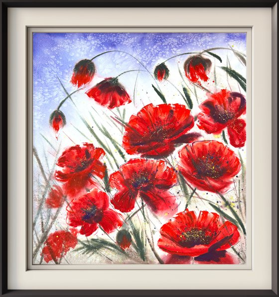 Big Size Red Wild Poppies