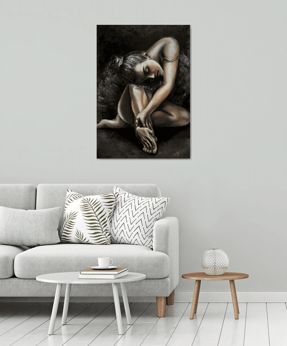 "Washed-out" Original  large oil Painting on canvas 70x100x2cm