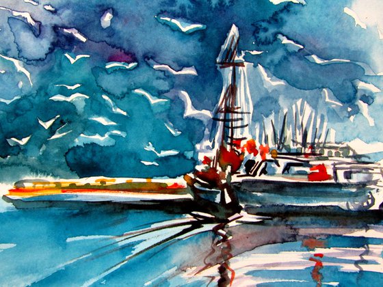 Port with birds