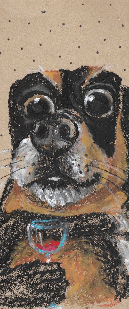 Dachshund and red wine by Pavel Kuragin