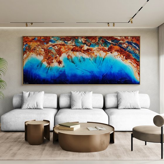 Raw Coast 240cm x 100cm Textured Abstract Art