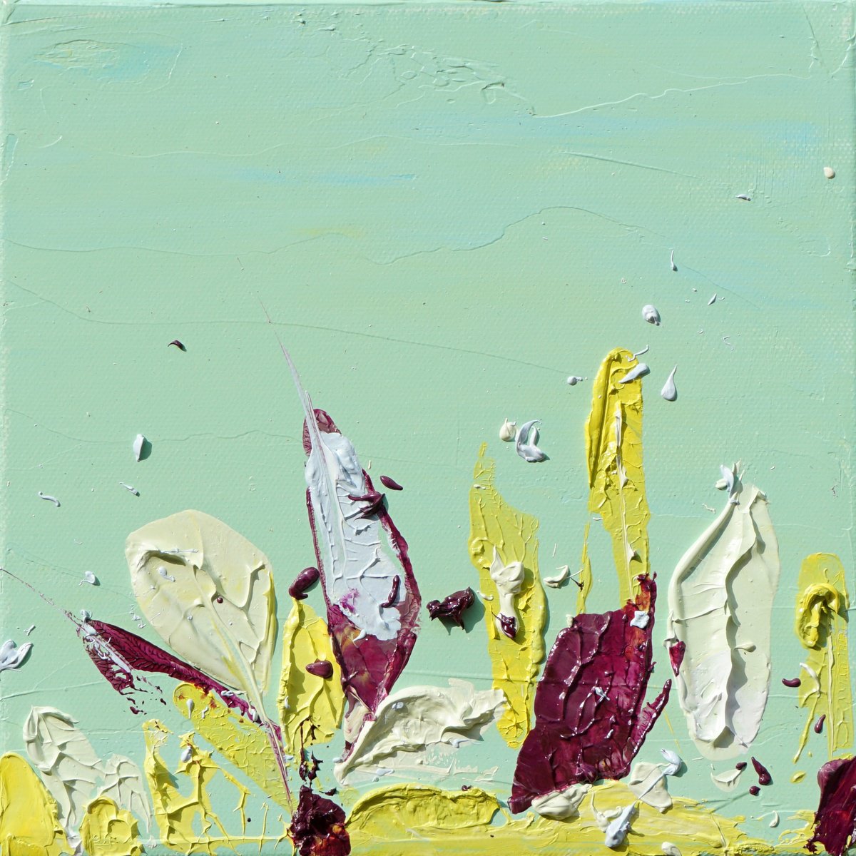 Abstract Oil Painting By Jelena B, 8 X 8, Happy Tile-Bistro, Original Artwork