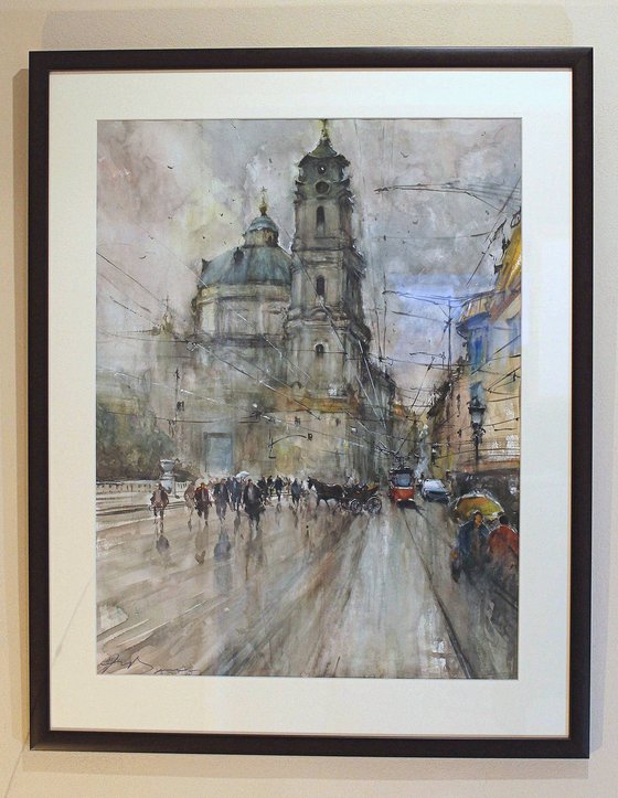 Prague Malostranské náméstí and clock Tower