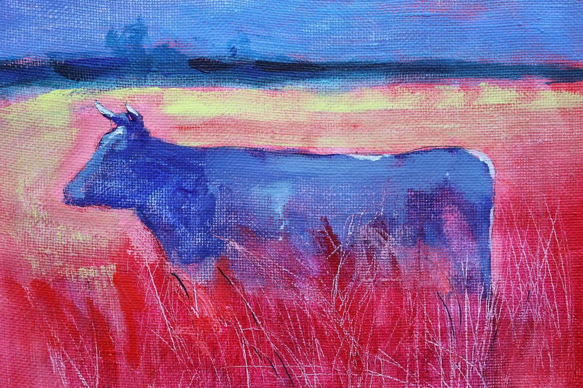 Cow. Twilight Time By Artem Andreichuk, 14 X 14, Artwork For Sale On Artfinder