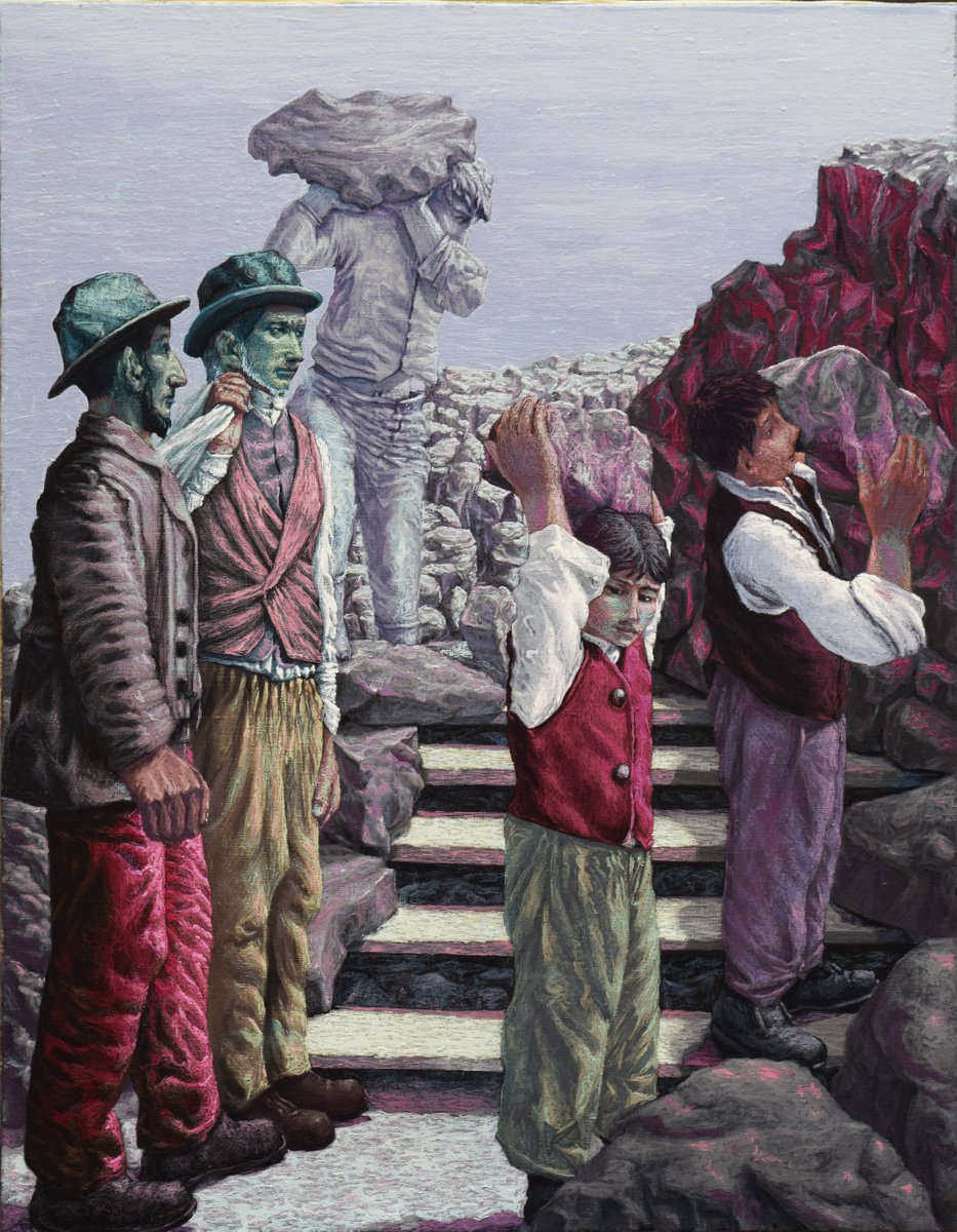 Portrait Oil Painting By Antonio Mele, 34 X 44, Working In Purgatory, Original Artwork