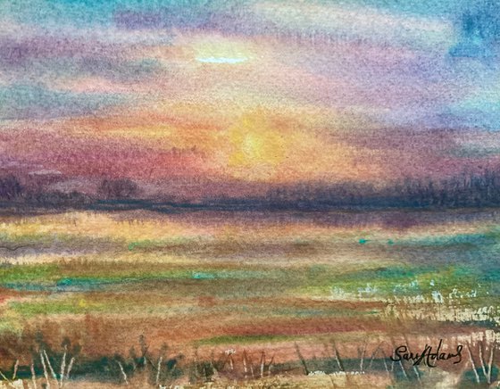 Wareham water meadows sunset, Dorset