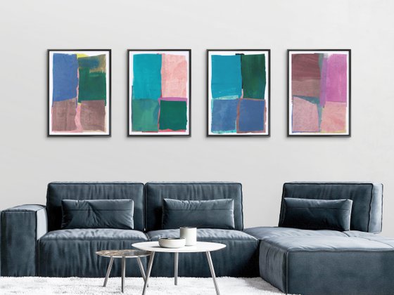 Set of 4 abstract wall art