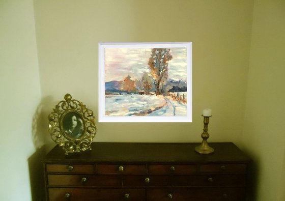 A winter walk! An original oil painting on board! Lovely gift!