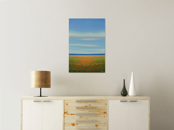 Poppies in Bloom - Colorful Flower Field Landscape