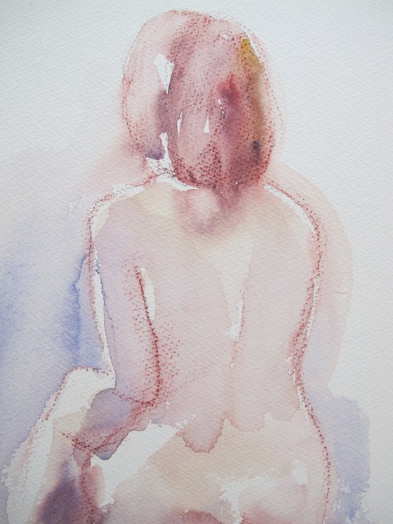 Seated female nude back study