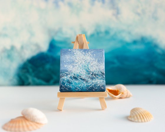 Miniature blue ocean waves