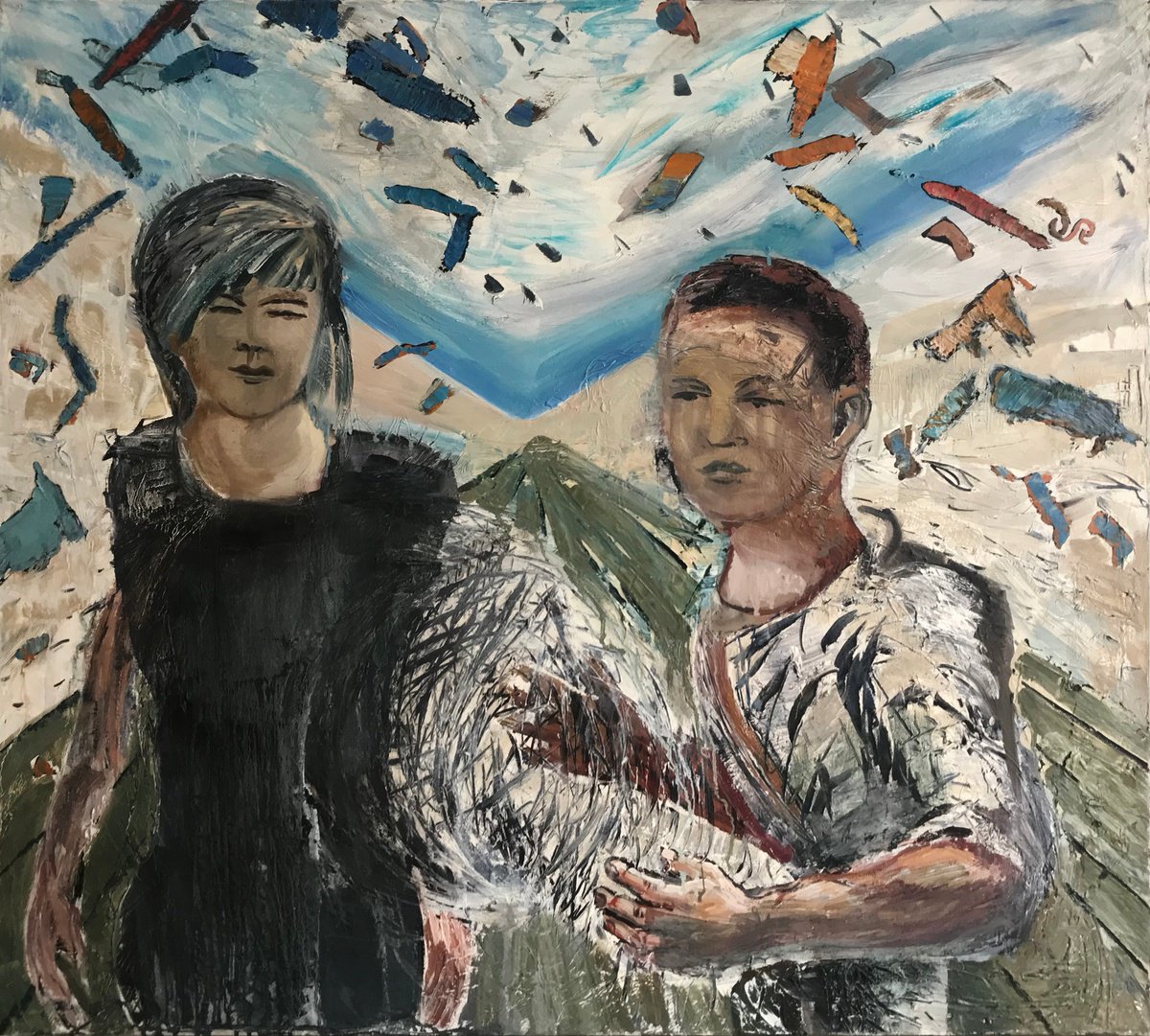 Expressive Portrait Oil Painting By Frank Creber, 41 X 38, Close Up Magic, Original Artwork