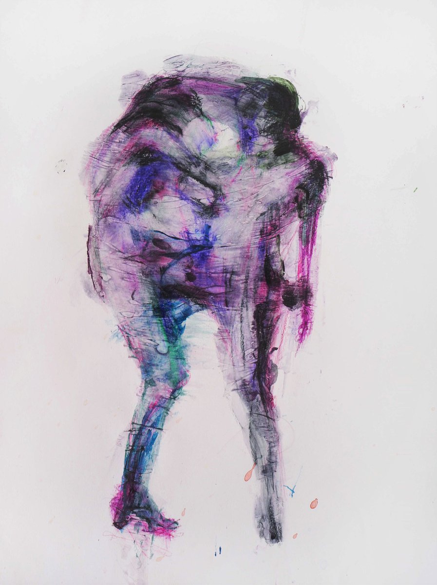 Expressive Portrait Acrylic Painting By Cynthia Gregorova, 16 X 23, Fight Iii (Cleavage), Original Artwork